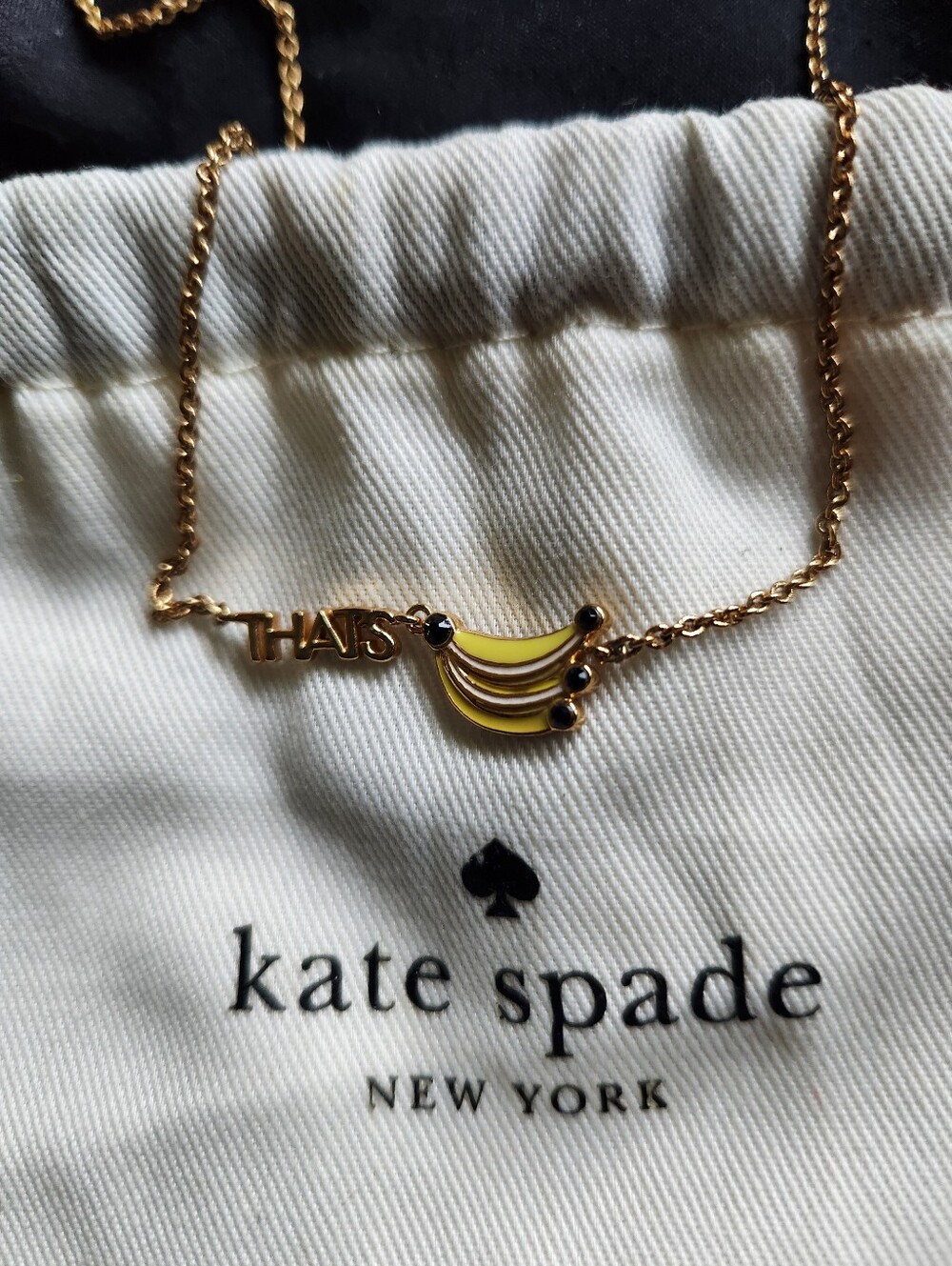 Kate Spade Out Of Office "That’s Bananas" Enamel Pendant Necklace Gold RARE